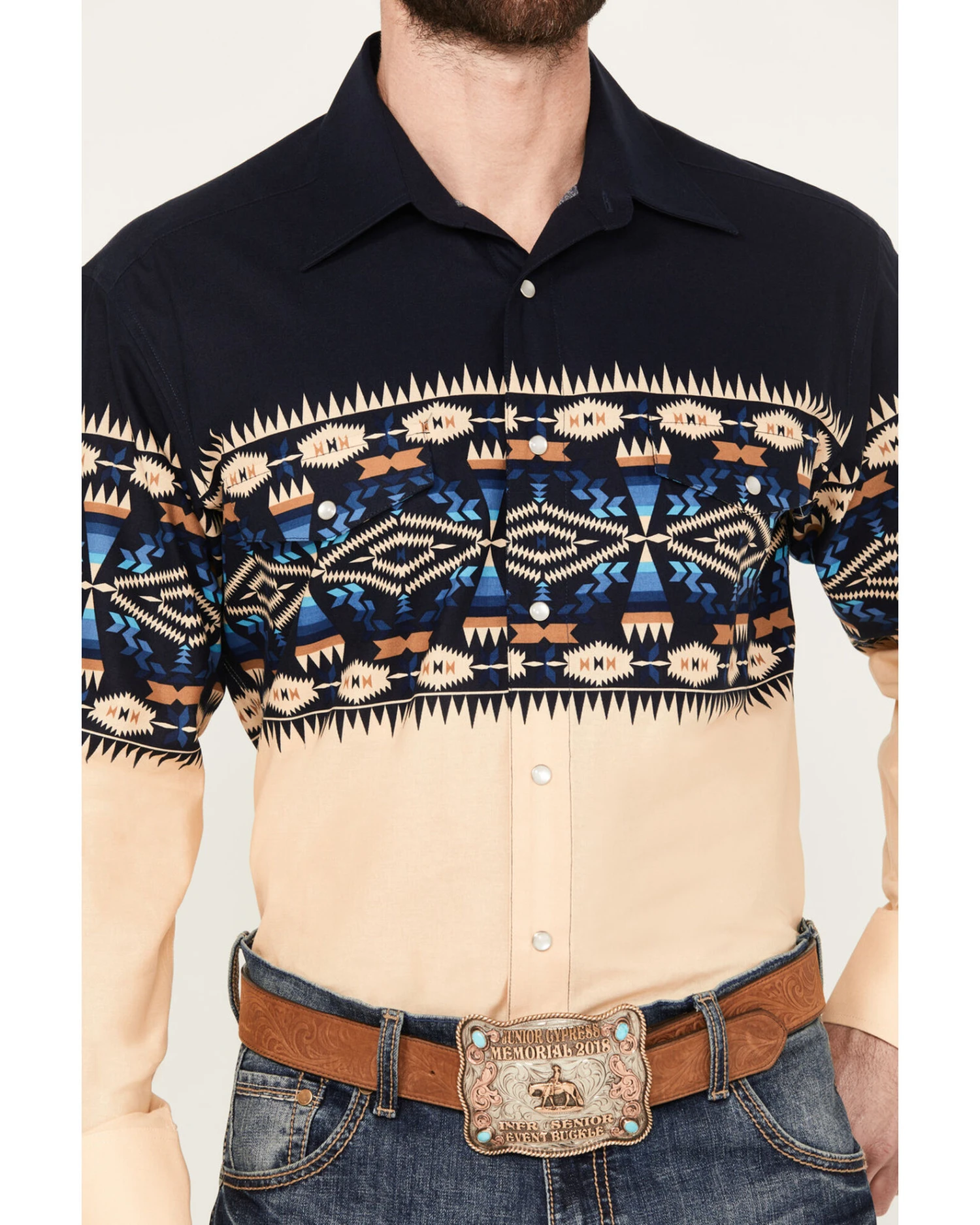 Panhandle Men's Southwestern Print Long Sleeve Western Snap Shirt 6 Panhandle Men's Southwestern Print Long Sleeve Western Snap Shirt - Image 4