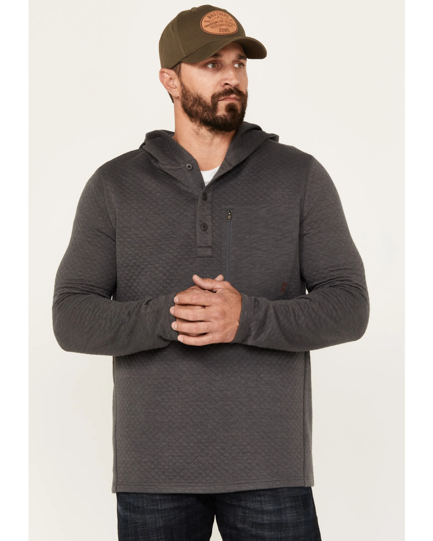 Brothers & Sons Men's Quilted Button-Down Hooded Pullover 4 Brothers & Sons Men's Quilted Button-Down Hooded Pullover - Image 2