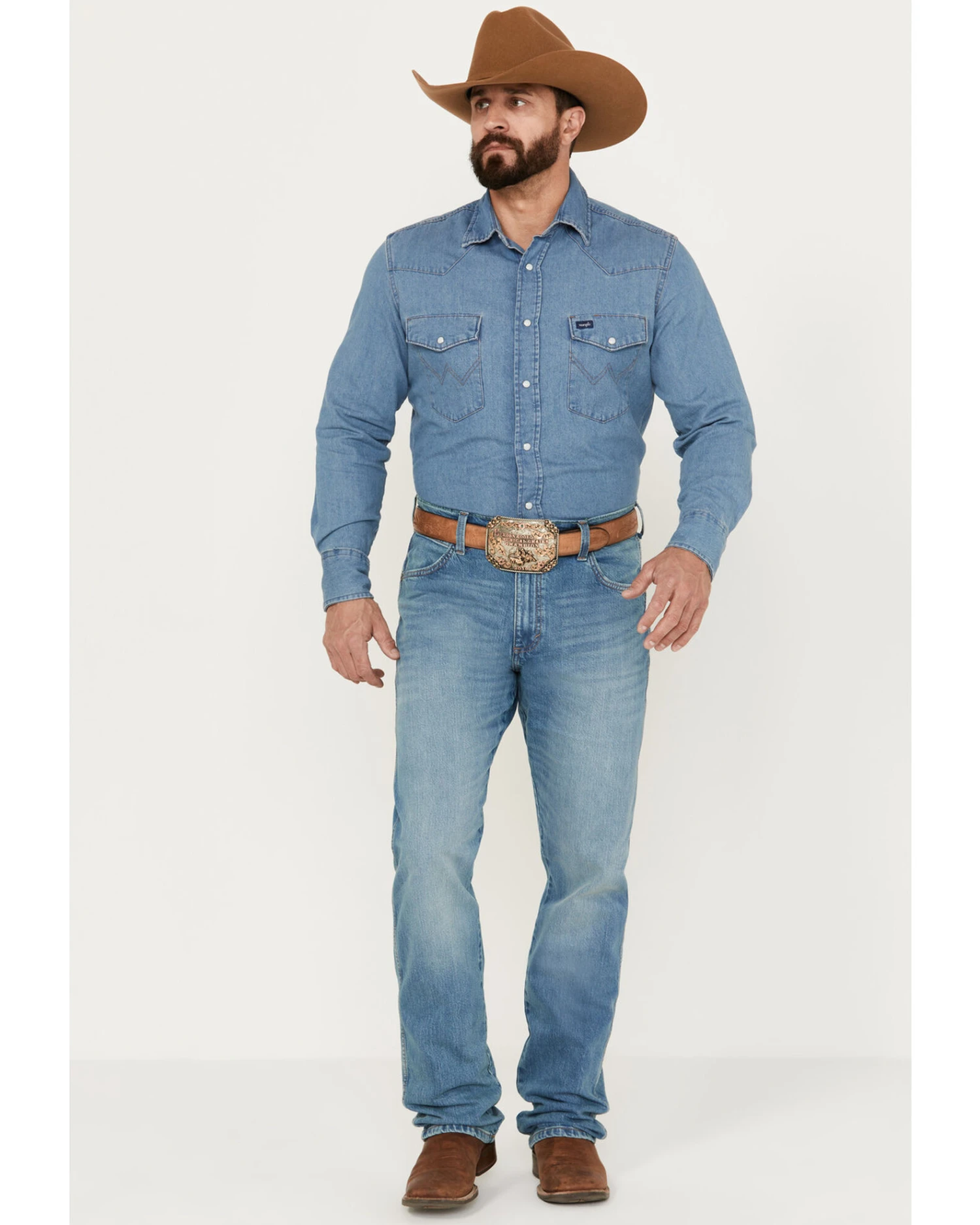 Wrangler Retro Men's Buffalo Pass Light Wash Slim Straight Stretch Jeans 3 Wrangler Retro Men's Buffalo Pass Light Wash Slim Straight Stretch Jeans