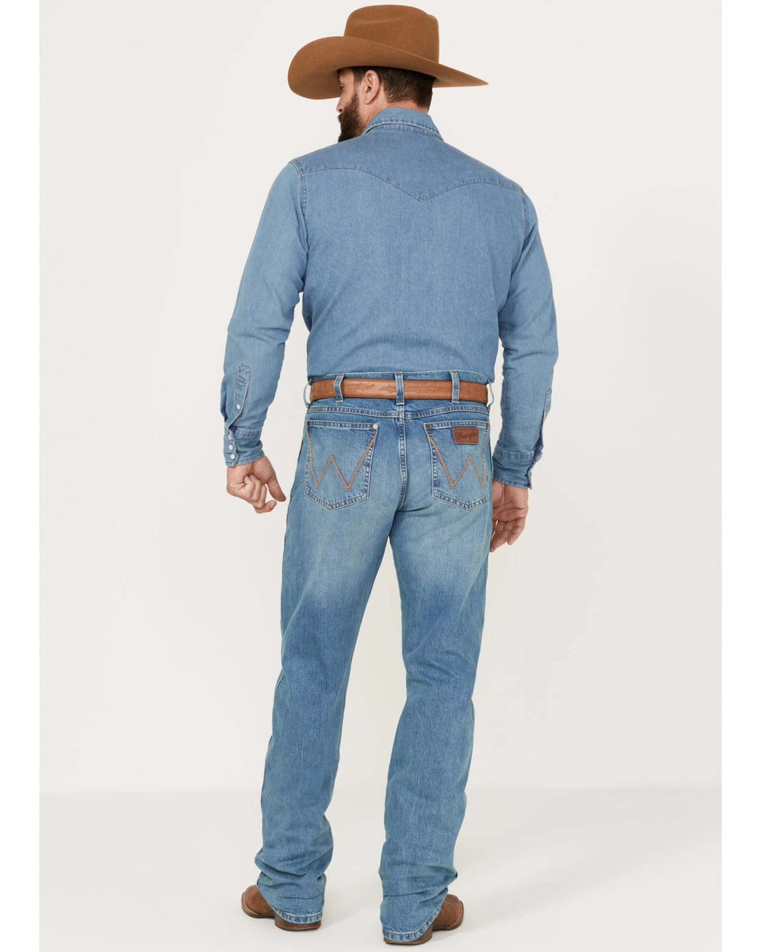 Wrangler Retro Men's Buffalo Pass Light Wash Slim Straight Stretch Jeans 6 Wrangler Retro Men's Buffalo Pass Light Wash Slim Straight Stretch Jeans - Image 4